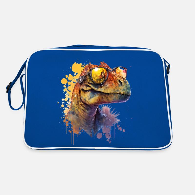 ansprechender Dinosaurier mit cooler Sonnenbrille Retro Tasche