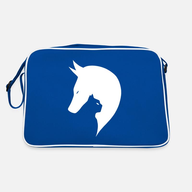 Cheval et chat silhouette cute Sac Retro