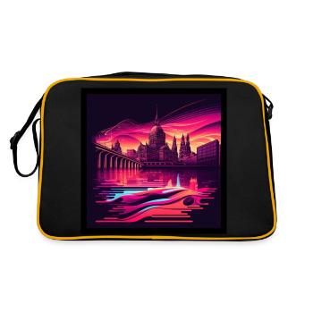 Skyline of Dresden in the evening light Vaporwave optics - Retro Bag - black/gold - Back