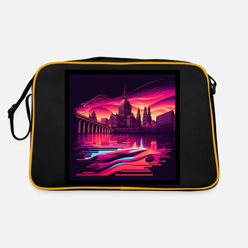 Skyline de Dresde dans la lumière du soir Optique Vaporwave Sac Retro