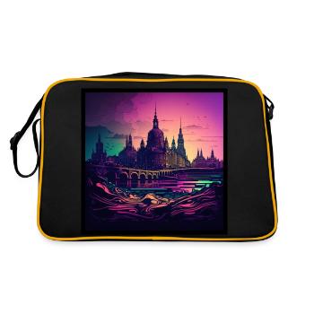 Skyline of Dresden in the evening light Vaporwave optics - Retro Bag - black/gold - Back