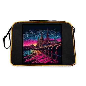 Skyline of Dresden in the evening light Vaporwave optics - Retro Bag - black/gold - Back