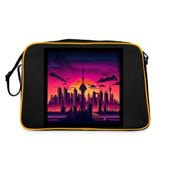 Skyline of Berlin in the evening light - Retro Bag - black/gold - Back