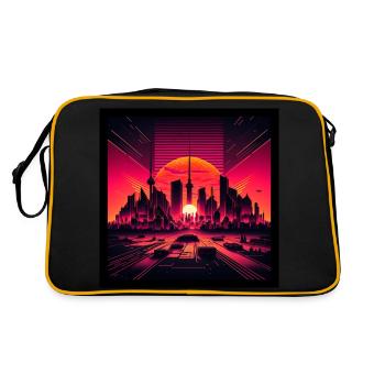 Skyline of Berlin in the evening light Vaporwave optics - Retro Bag - black/gold - Back