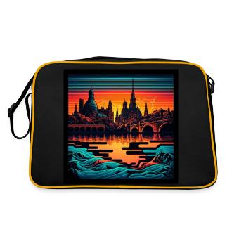 Skyline of Dresden in the evening light Vaporwave optics - Retro Bag - black/gold - Back