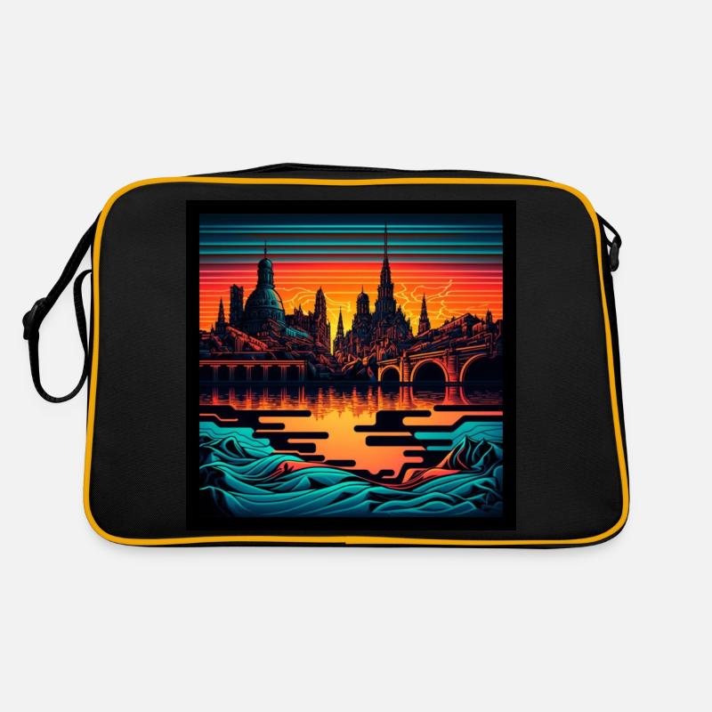Skyline de Dresde dans la lumière du soir Optique Vaporwave Sac Retro