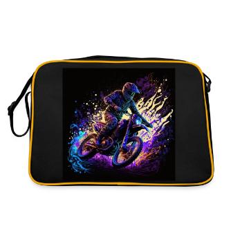 cool motocrosser in black light style - Retro Bag - black/gold - Back