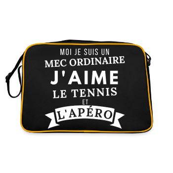 J'aime le tennis et l' apéro humour homme cadeau - Sac Retro - noir/or - Dos