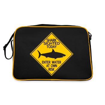 LES REQUINS OBSERVÉS AUJOURD’HUI ENTRENT DANS L’EAU À LEURS RISQUES ET PÉRILS - Sac Retro - noir/or - Dos