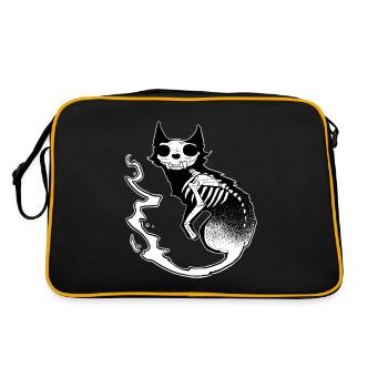 Skull chat noir dark halloween dotwork art - Sac Retro - noir/or - Dos