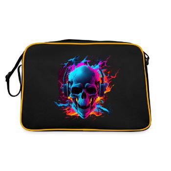 Metal Skull - Retro Tasche - Schwarz/Gold - Hinten