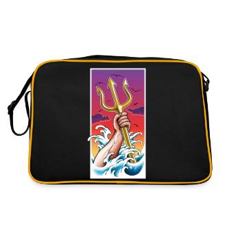 Poséidon Dieu de la mer sous l’eau avec Trident à la main - Sac Retro - noir/or - Dos