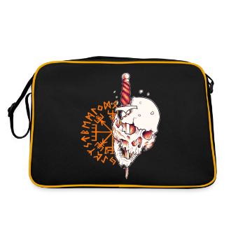 Tête de mort & dague fond nordique Vikings Veg. - Sac Retro - noir/or - Dos