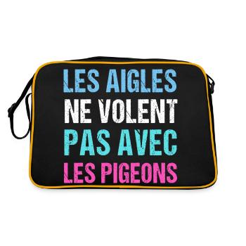 Les aigles ne volent pas avec les pigeons humour - Sac Retro - noir/or - Dos