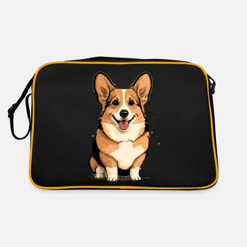 Süßer sitzender Corgi Retro Tasche