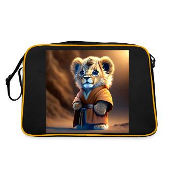 Fantasy baby lion in ochre robe - Retro Bag - black/gold - Back