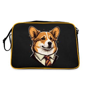 Formal Corgi Illustration - Retro Bag - black/gold - Back