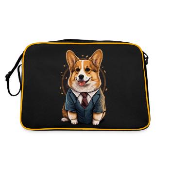 Chien Corgi espiègle - Sac Retro - noir/or - Dos