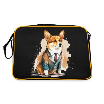 Formal Corgi Illustration - Retro Bag - black/gold - Back