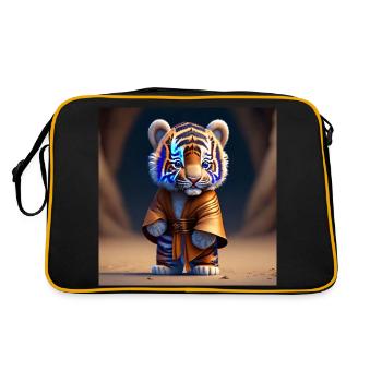 Bébé tigre fantastique en robe ocre - Sac Retro - noir/or - Dos