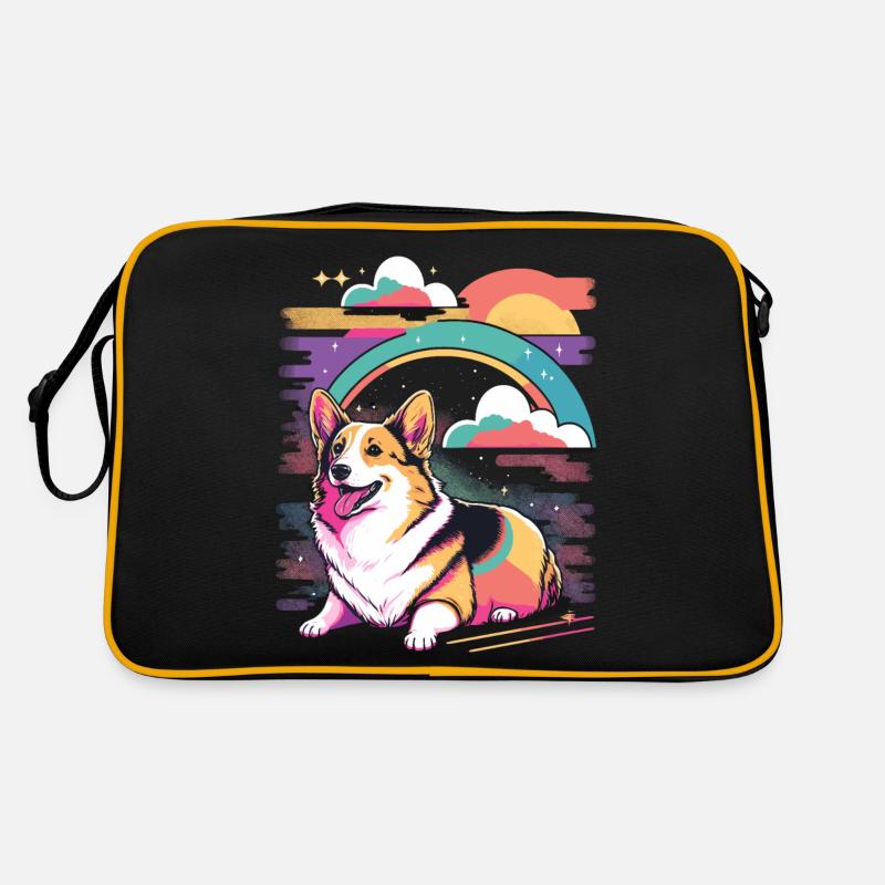 Farbenfroher Corgi Retro Tasche