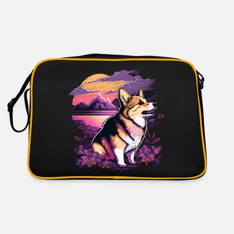 Ruhig sitzender Corgi Retro Tasche