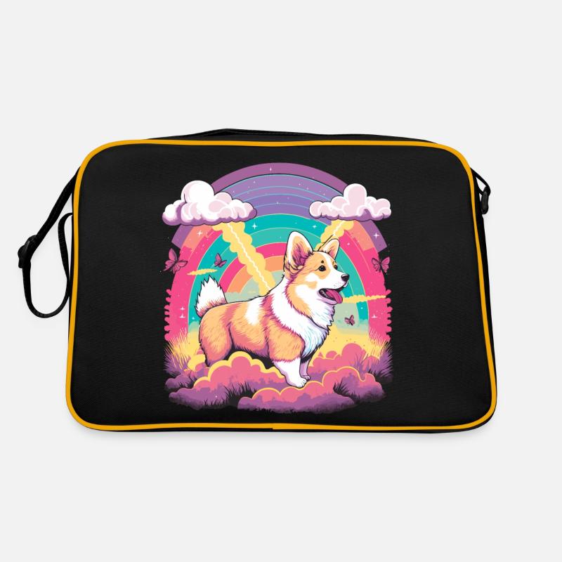 Corgi in Regenbogen Retro Tasche