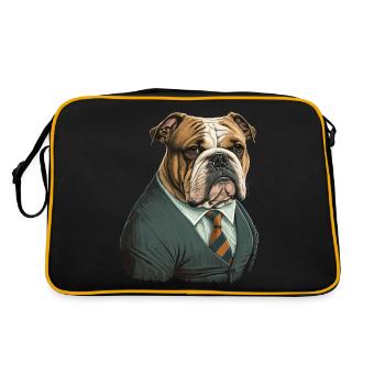 Dog Bulldog en costume Vue latérale - Sac Retro - noir/or - Dos