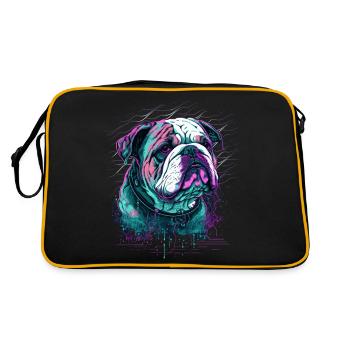 Wrinkled Face Bulldog - Retro Bag - black/gold - Back