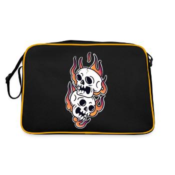 Totenkopf im Feuer traditionelle Tattoo-Kunst - Retro Tasche - Schwarz/Gold - Hinten