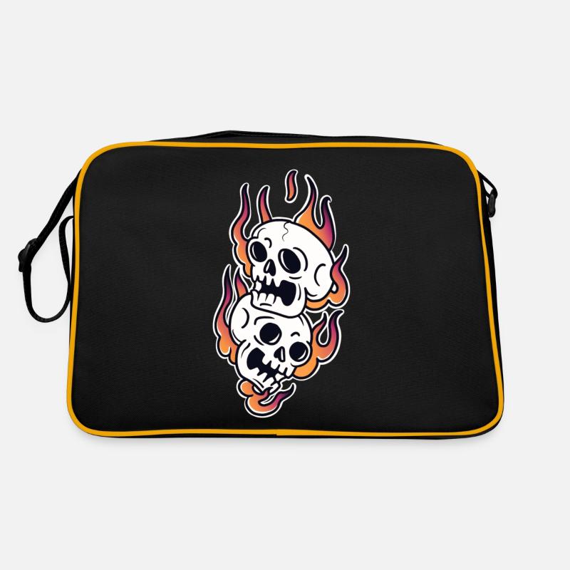 Skull in fire traditionnel tattoo art Sac Retro