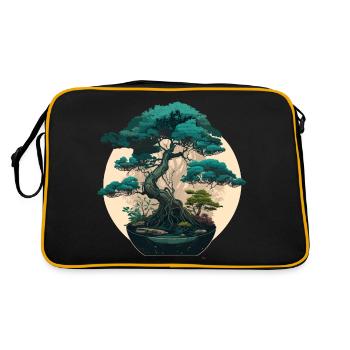 Künstlerischer Bonsai-Baum - Retro Tasche - Schwarz/Gold - Hinten