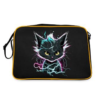 Power Cat - Retro Tasche - Schwarz/Gold - Hinten