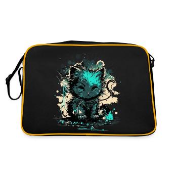 Cyber Cat Illustration - Retro Bag - black/gold - Back