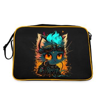 CyberCat - Retro Tasche - Schwarz/Gold - Hinten