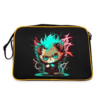 Gaming-Katze - Retro Tasche - Schwarz/Gold - Hinten