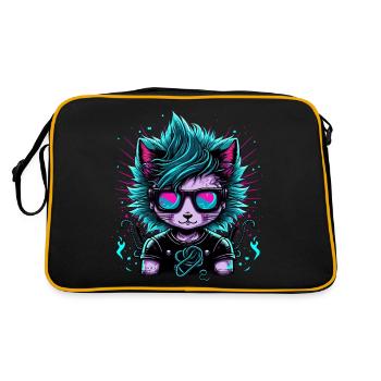 Elektrifizierter Emo Cat - Retro Tasche - Schwarz/Gold - Hinten