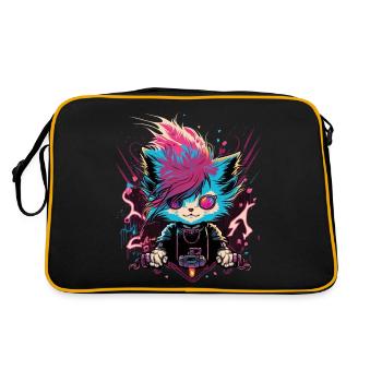 Cool Electrifying Cat - Retro Bag - black/gold - Back