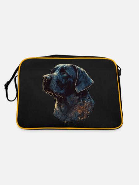 Erstaunlicher Labrador Retriever mit Blättern Stil Körper - Retro Tasche - Schwarz/Gold - Hinten