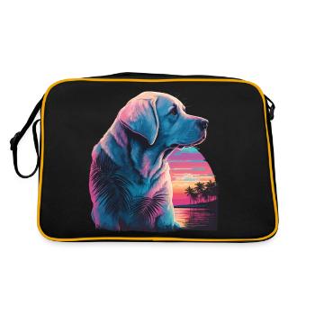 Labrador Retriever Near The Beach Vaporwave - Retro Bag - black/gold - Back