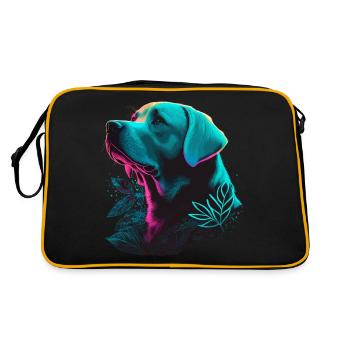 White Shiny Hair Labrador Retriever Vaporwave - Retro Bag - black/gold - Back