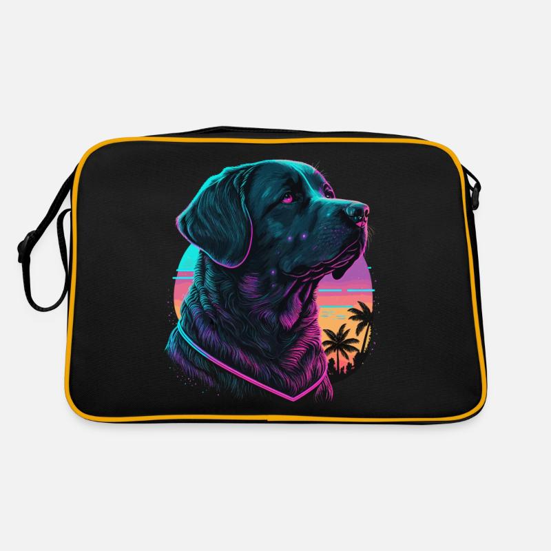 Le Labrador Retriever noir regarde le ciel du coucher du soleil Sac Retro