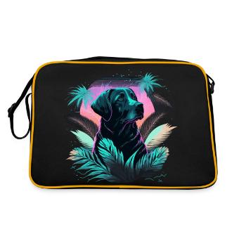 Vaporwave Labrador Retriever in Big Leaves - Retro Bag - black/gold - Back