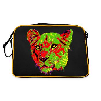 Löwin - Retro Tasche - Schwarz/Gold - Hinten