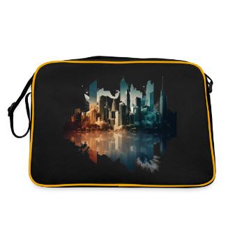 Stadt in einer künstlerischen - Retro Tasche - Schwarz/Gold - Hinten