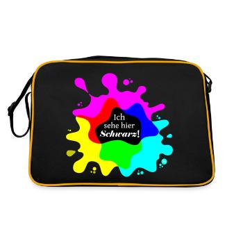 Ich sehe hier Schwarz! - Retro Tasche - Schwarz/Gold - Hinten