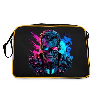 Futuristischer Roboter Cyber Warrior Geschenk - Retro Tasche - Schwarz/Gold - Hinten