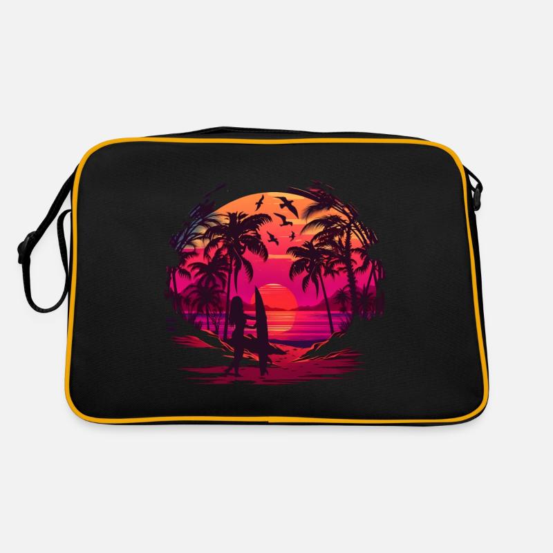 Retro Palmen Sonne Urlaub Summer Retro Tasche