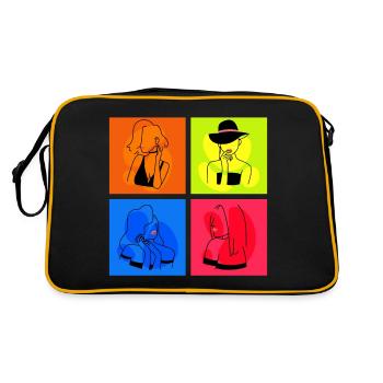 Minimalist Lineart Women Face Line Art - Retro Bag - black/gold - Back