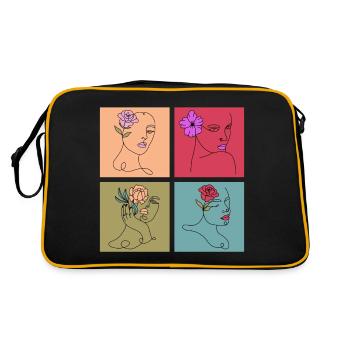 Minimalist Lineart Women Face Art - Retro Bag - black/gold - Back